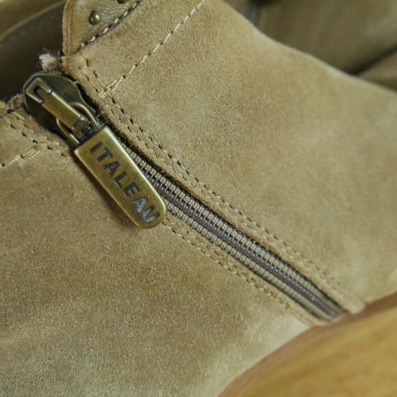 Italeau Miralda Suede Studded Ankle Bootie 37 1/2 US 7 Boho Western Italy Luxury - Picture 10 of 15